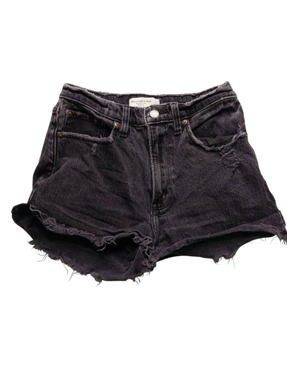 Abercrombie & Fitch Womens Size 27 High Rise Black Denim Mom Shorts Curve Love